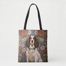 Elegant Spaniel On Floral Background トートバッグ