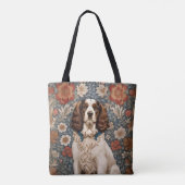 Elegant Spaniel On Floral Background トートバッグ (裏面)