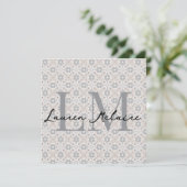 Elegant Spanish Tile Monogram Script Name Card (スタンド正面)
