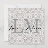 Elegant Spanish Tile Monogram Script Name Card (正面)