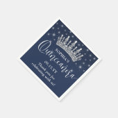Elegant Sparkles Quinceañera Crown Navy Blue スタンダードカクテルナプキン (角)