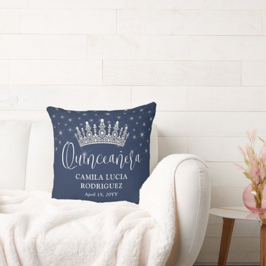 Elegant Sparkles Quinceañera Navy Blue Keepsake クッション (ソファ)