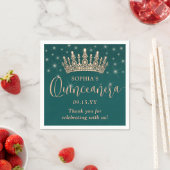 Elegant Sparkles Rose Gold Quinceañera Crown Green スタンダードカクテルナプキン (インサイチュ)