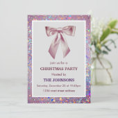 Elegant Sparkling Bow Christmas Party Invitation 招待状 (スタンド正面)