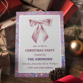 Elegant Sparkling Bow Christmas Party Invitation 招待状