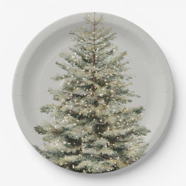 Elegant Sparkling Christmas Tree Paper Plates ペーパープレート