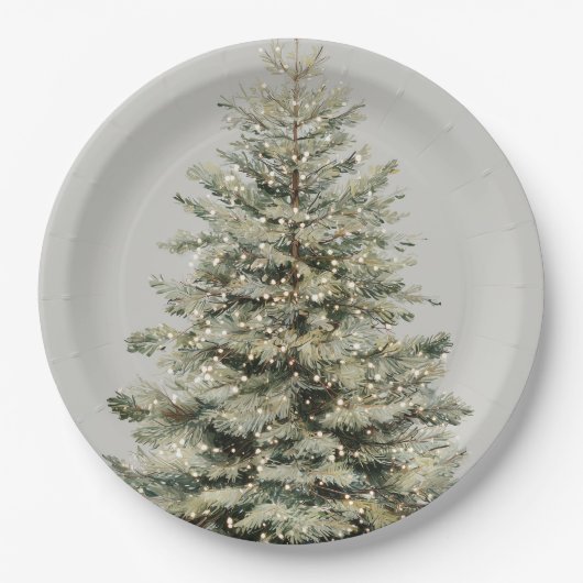 Elegant Sparkling Christmas Tree Paper Plates ペーパープレート (正面)
