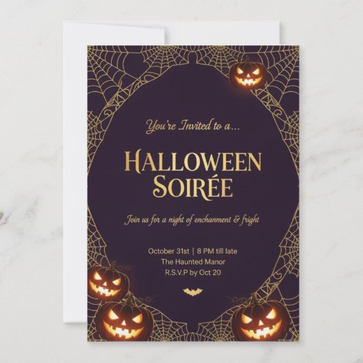Elegant Spiderweb Halloween Invitation 招待状 (正面)