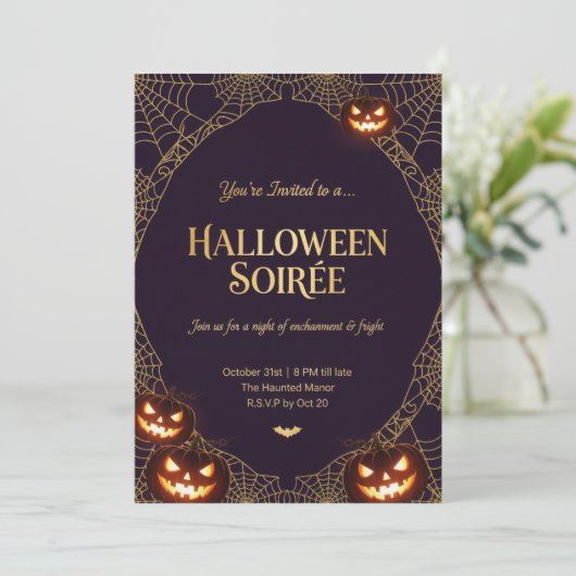 Elegant Spiderweb Halloween Invitation 招待状 (スタンド正面)