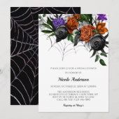 Elegant Spooky Floral Spider Web Bridal Shower 招待状 (正面/裏面)