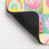Elegant Spring Blossoms Heart Checkerboard Pattern マウスパッド (コーナー)