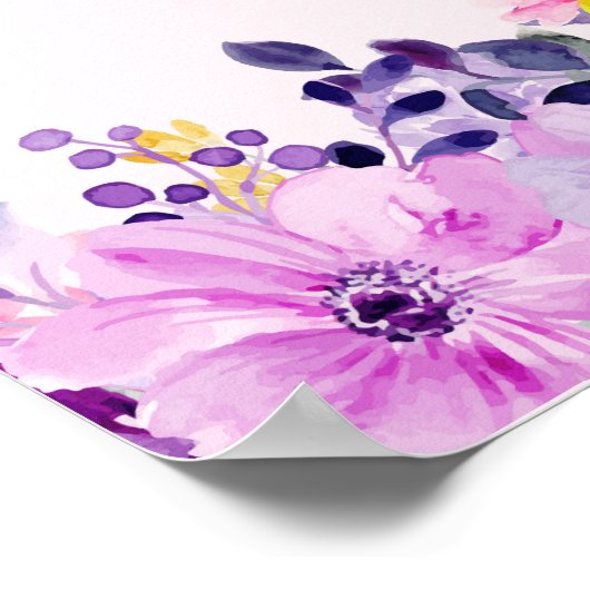 Elegant Spring Bridal Shower with Purple Flowers ポスター (角)