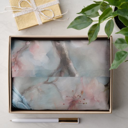 Elegant Spring Cherry Blossom Bluebird Decoupage 薄葉紙 (ギフト)