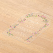 Elegant Spring Dainty Floral Arch Baby Shower アクリル招待状 (レイダウン)