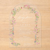 Elegant Spring Dainty Floral Arch Baby Shower アクリル招待状 (正面)
