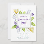 Elegant Spring Floral 60th Birthday Invitation 招待状 (正面)