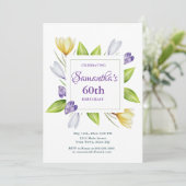 Elegant Spring Floral 60th Birthday Invitation 招待状 (スタンド正面)