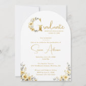 Elegant Spring Floral Beige Tones Graduation Party 招待状 (正面)