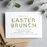 Elegant Spring Floral Easter Brunch 招待状<br><div class="desc">Our Elegant Spring Floral Easter brunch invitation features beautiful floral typography with your brunch details in green. The reverse side of the botanical Easter brunch invitation features a green hand-drawn leaf pattern.</div>