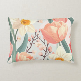 Elegant Spring Floral Pillow – Pastel Tulips アクセントクッション