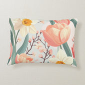Elegant Spring Floral Pillow – Pastel Tulips アクセントクッション (裏面)