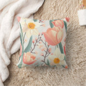 Elegant Spring Floral Pillow – Pastel Tulips クッション (ブランケット)