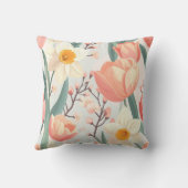 Elegant Spring Floral Pillow – Pastel Tulips クッション (裏面)