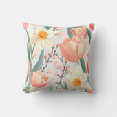 Elegant Spring Floral Pillow – Pastel Tulips クッション (正面)