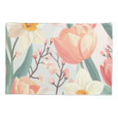Elegant Spring Floral Pillow – Pastel Tulips 枕カバー (裏面)