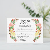 Elegant Spring Floral Watercolor Wreath Border 出欠カード (スタンド正面)