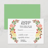 Elegant Spring Floral Watercolor Wreath Border 出欠カード (正面/裏面)