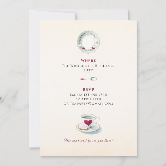 Elegant Spring Garden Afternoon Tea Party 招待状 (裏面)