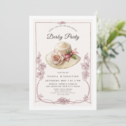 Elegant Spring Hat Garden Party Invitation 招待状 (スタンド正面)