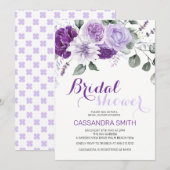 Elegant Spring Violet Floral Bridal Shower 招待状 (正面/裏面)