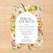 Elegant Spring Watercolor Floral Bridal Shower アクリル招待状 (正面)