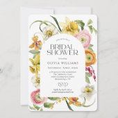 Elegant Spring Watercolor Floral Bridal Shower 招待状 (正面)