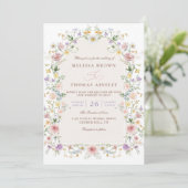 Elegant Spring Wildflower Meadow QR Code Wedding 招待状 (スタンド正面)