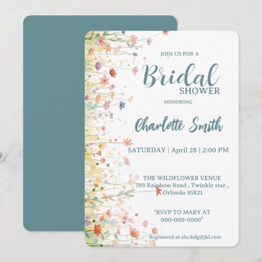 Elegant Spring Wildflower Rose Garden  招待状 (正面/裏面)