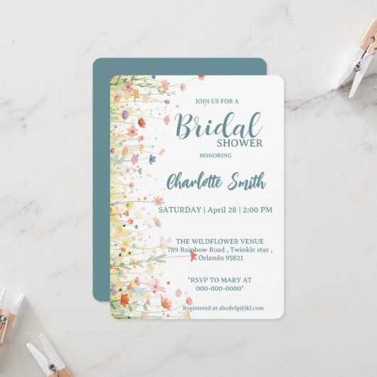 Elegant Spring Wildflower Rose Garden  招待状 (正面/裏面インサイチュ)