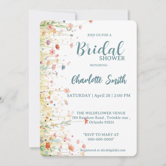 Elegant Spring Wildflower Rose Garden  招待状 (正面)