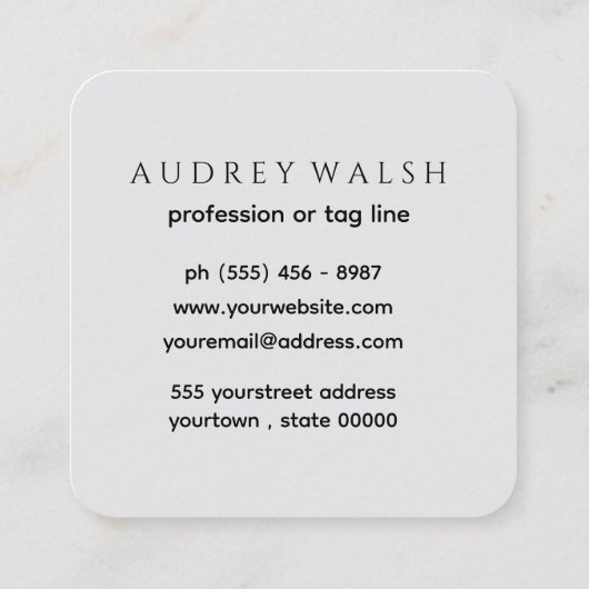 Elegant Square Business Card Design entrepreneurs スクエア名刺 (裏面)