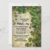 Elegant St. Patrick’s Day Green Clover Invitation  招待状 (正面)