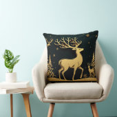 Elegant Stag – Golden Forest Silhouette クッション (椅子)