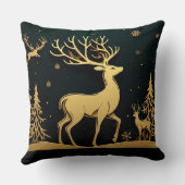 Elegant Stag – Golden Forest Silhouette クッション (裏面)