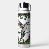 Elegant stain glass art nouveau hummingbird ウォーターボトル (背面)