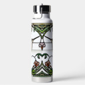 Elegant stain glass art nouveau hummingbird ウォーターボトル (右面)