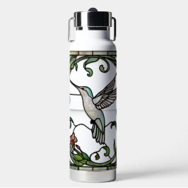 Elegant stain glass art nouveau hummingbird ウォーターボトル