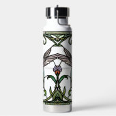 Elegant stain glass art nouveau hummingbird ウォーターボトル (左面)