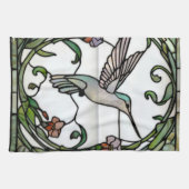 Elegant stain glass art nouveau hummingbird キッチンタオル (横)