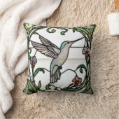 Elegant stain glass art nouveau hummingbird クッション (ブランケット)